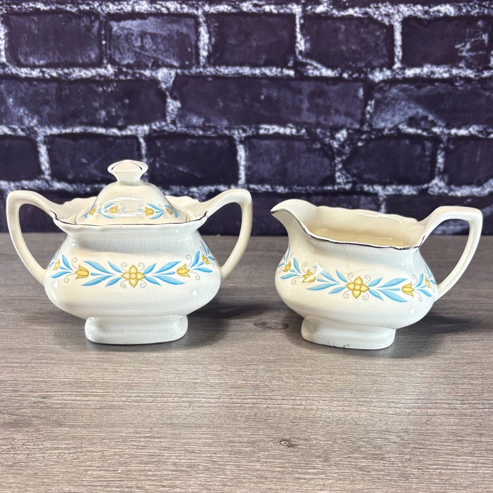 Vintage W.S. George Covered Sugar and Creamer